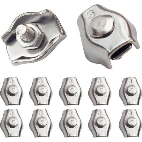 20 Pièces Pince Câble Métallique M3 Serre Câble Acier Inoxydable Pour Câble d'Acier 1,5 mm à 3 mm Fixation Robuste pour Chantiers de Construction et Navires (1/2)