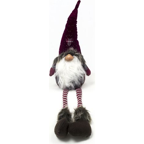 Gnomo Rosso Seduto Fermaporta Decorativo Con Gambe Molli Altezza 55 cm (1/5)