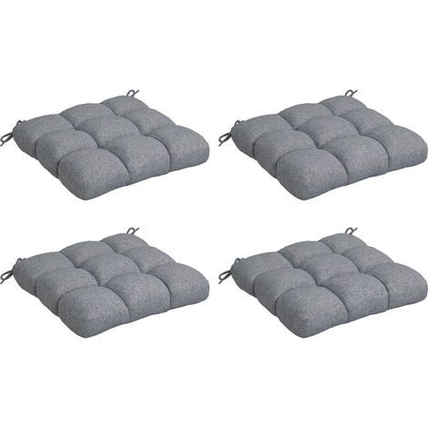 Lot de 4 coussins de chaise de jardin, Coussins extérieur capitonné, dim. 48L x 48l cm Gris (1/5)
