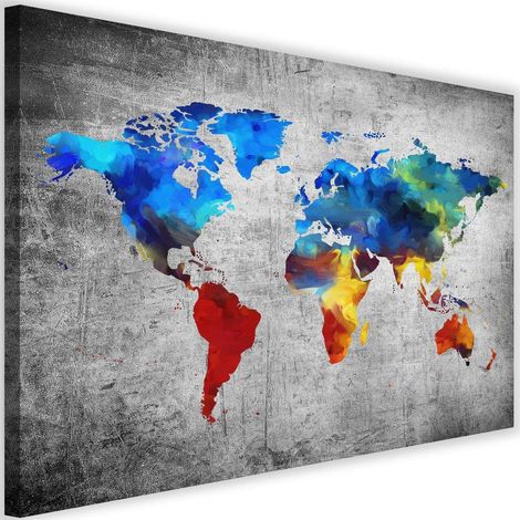 Tableau sur toile Carte du monde colorée multicolore 60x40 (1/5)