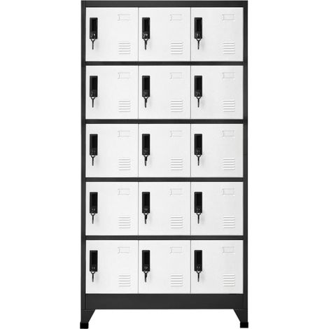 Armoire à casier Vestiaire Rangements Anthracite et blanc 90x40x180 cm Acier -15588 (1/5)