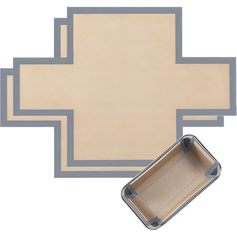 Set di 2 tappetini da forno per tostapane e teglia per il pane, in silicone, riutilizzabili, con rivestimento antiaderente, resistenti al calore e facili da pulire, adatti al forno. (1/5)