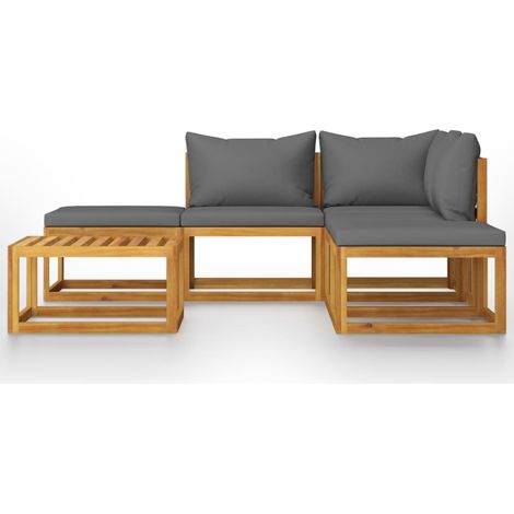 INLIFE Salon de jardin 6 pcs avec coussins Bois d'acacia solide (1/5)