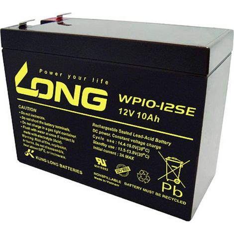 Long WP10 12SE batería de plomo negra 12 voltios 10 Ah