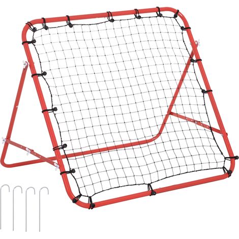 Rebondisseur de Football avec Filet Réglable 96 x 80 x 96 cm Rouge et Noir pour Entraînement (1/5)