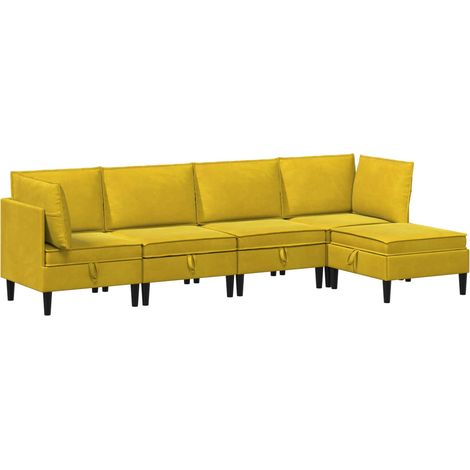 vidaXL Ensemble de meubles pour le salon 5 pc Jaune Velours