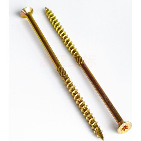 Vis à bois de charpente à tête plate (6x120 mm / 100 pièces / TX30) - Vis de construction de toit - Vis à chevrons jaunes - Bit Torx inclus