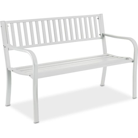 Banco de jardín clásico y cómodo 127,5 x 59,5 x 82 cm para 2 personas de metal gris 130017465 (1/5)