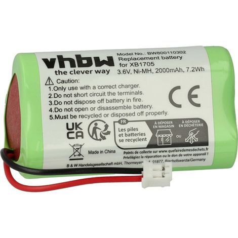 vhbw 1x batteria compatibile con Euro Pro Shark V1705i, V1705 home cleaner (2000mAh, 3,6V, NiMH) - Sostituisce XB1705 (1/4)