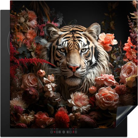 Induction Hob Protector Tiger - Animal - Nature - Floral - Botanical 78x78 cm