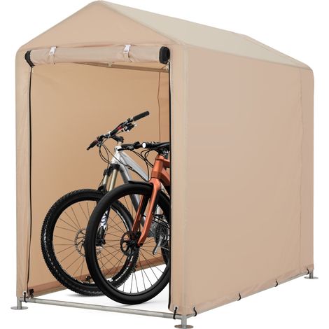 Abri vélo extérieurérieur étanche pour 1 à 2 vélos – Structure en acier robuste – Toit triangulaire – Protection UV – Montage facile – Jardin, cour, garage – Couleur beige clair (1/5)
