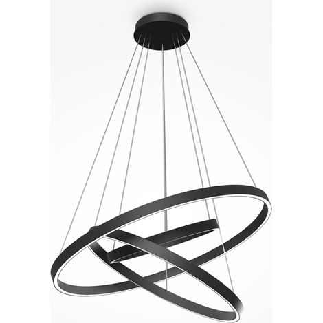 Maytoni Rim Plafoniera a sospensione circolare a 3 livelli a LED nero con bordo moderno integrato (1/5)