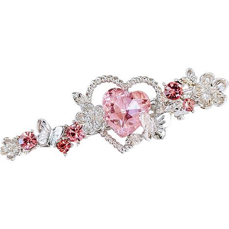 Pince à cheveux en forme de cœur ornée de strass, en alliage, accessoire pour frange sur le côté, parfait pour un usage quotidien, délicat, doux et tendance. (1/3)