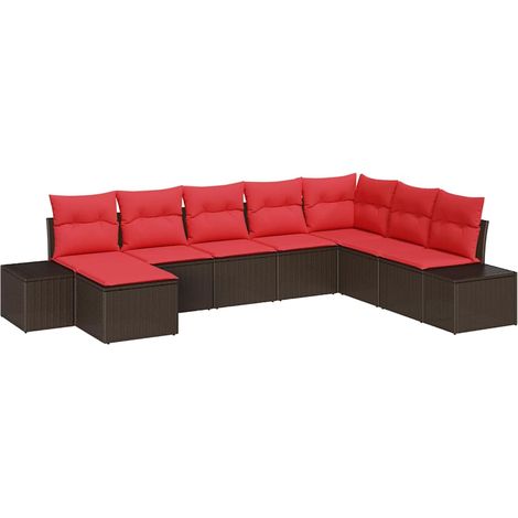 Maison Exclusive - Set Divano da Giardino con cuscino 8 pcs Marrone polyrattan
