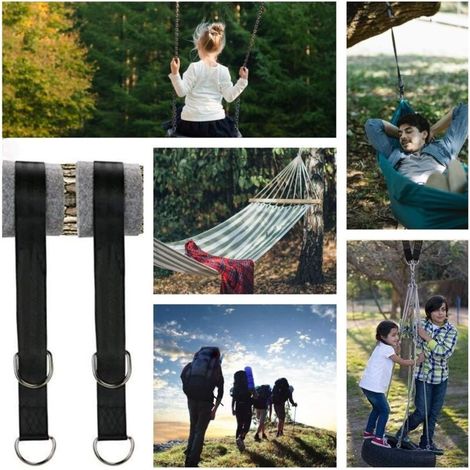 Hammock Straps, Hammock Attachment with Tree Swing, Extremely Durable Hanging Swing Strap with D-Ring and Swing Hammock Straps, Max. 550 kg for Camping, Hammock and Garden Swing (2 x 150 m)