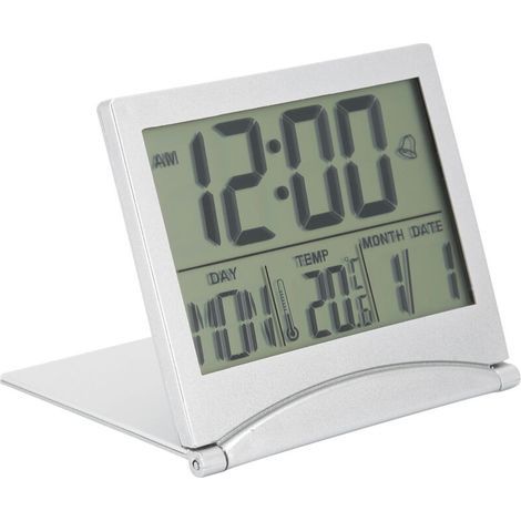 Réveil de bureau compact électronique calendrier pliable température minuterie horloge pour voyage (1/5)
