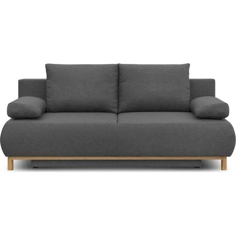 Banquette convertible 3 places MIKA - Tissu gris - Coffre de rangement - L 192 x H 84 x P 93 cm (1/5)