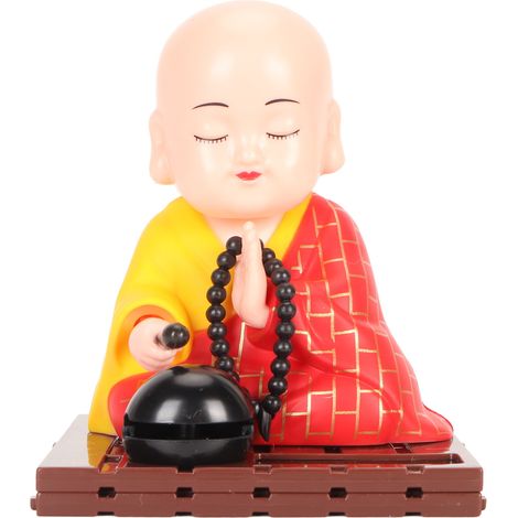Figurine moine bouddhiste solaire, ornement mignon pour voiture, bureau, salon, type kasaya, décoration zen, cadeau spirituel. (1/5)