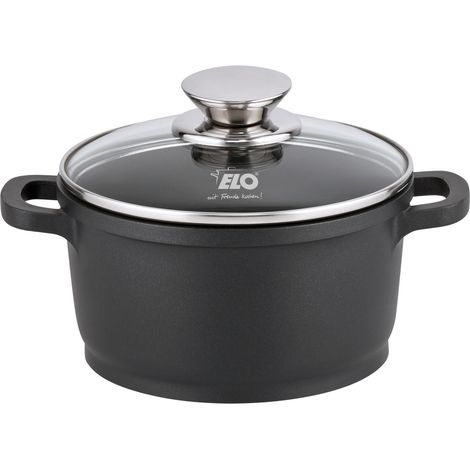 Faitout 16 cm avec couvercle en verre en fonte d'aluminium - Revêtement antiadhésif sans PFAS avec revêtement Select - Convient pour l'induction - Noir (1/5)