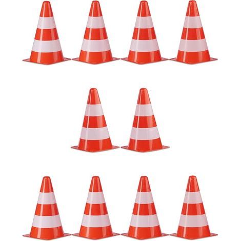 Lot de 10 cônes d'avertissement empilables pour sac de transport, sac à lacets, niches de marque, en pylone, 22 cm, orange/blanc