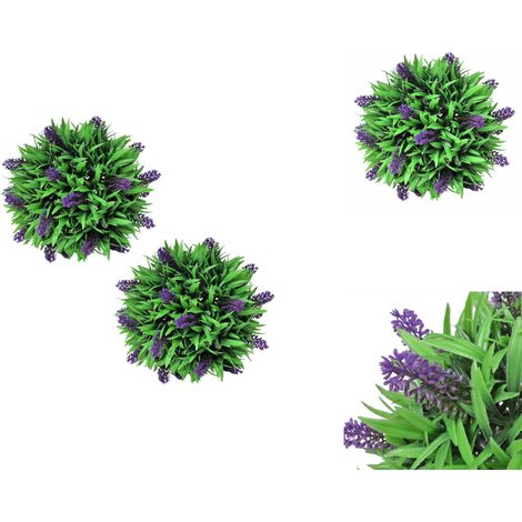 Ensemble de 2 boules de buis artificiel avec lavande 28 cm - Balles De Buis Artificielles - Boule Topiary - Decoration Exterieure - Plante Decorative - Fleur Artificielle (1/3)
