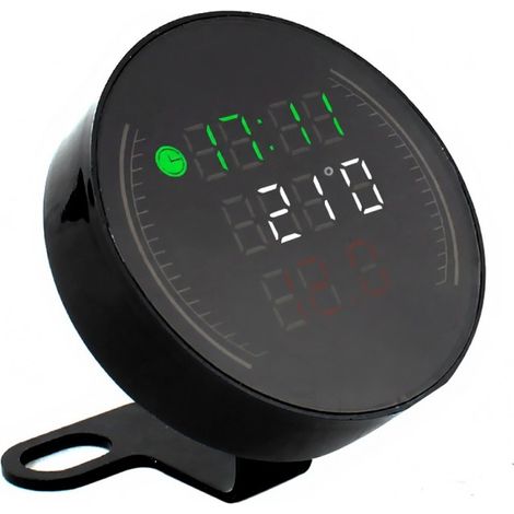 Testeur de tension et de température numérique LED 4 en 1 pour motos et quads : voltmètre, horloge électronique, thermomètre et chronomètre. (1/5)