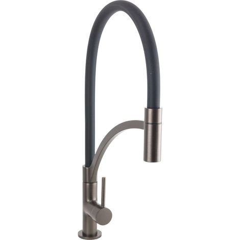 Miscelatore cucina colore marrone metallizzato con canna orientabile in silicone nera Pollini Jessy Color SHOP0000087  Marrone Metallizzato (1/5)