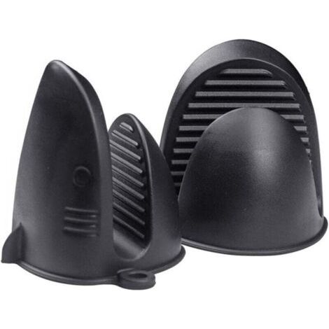 BUNTHAUS PA Gants de cuisine en silicone résistant à la chaleur, antidérapants et imperméables, parfaits pour cuisiner, faire des gâteaux et griller (noirs). (1/4)