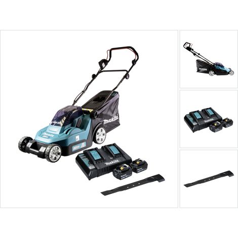 Makita DLM 382 PT2 cortacésped sin cable 36 V ( 2x 18 V ) 38 cm 40 l + 2x batería 5.0 Ah + cargador doble + cuchilla de hoz (1/5)