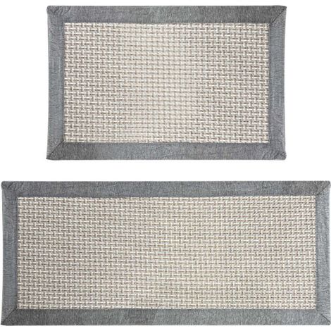 1pcsTapis de Cuisine, Tapis Cuisine Devant evier, Tapis de Cuisine antidérapant et Lavable, Tapis Lavable en Machine Coton et Lin Absorbant Gris(50x 80cm)