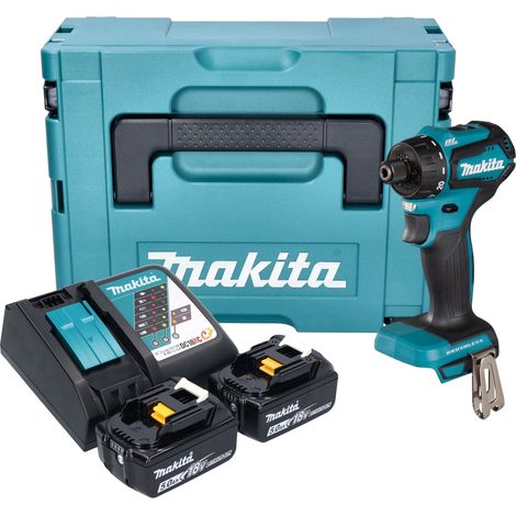 Makita DDF 083 RTJ trapano a batteria 18 V 40 Nm 1/4'' brushless + 2x batteria ricaricabile 5,0 Ah + caricabatterie + Makpac