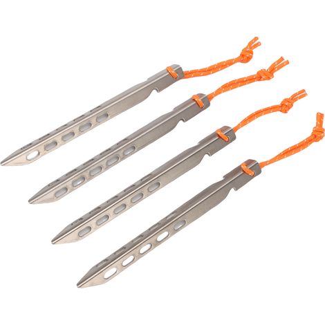 Piquets de tente en alliage de titane, forme en V avec corde, légers et résistants, pour camping plage neige, lot de 4, argent (1/4)
