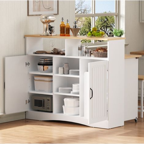 Mobile cucina 110/34-68/97,5 cm bianco con piano ribaltabile e 2 sgabelli (1/5)