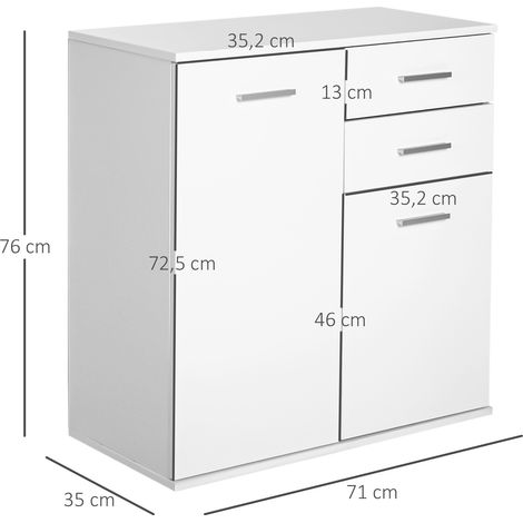HOMCOM Konsolentisch, Sideboard, Buffet, Mehrzweck-Aufbewahrungsmöbel für Esszimmer und Wohnzimmer mit Türen und Schubladen, 71 x 35 x 76 cm