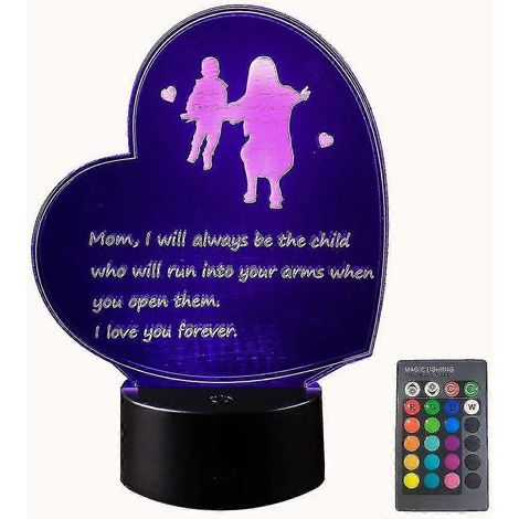 Muttertagsgeschenke von Tochter oder Sohn, beste Geburtstagsgeschenke für Mama: Herzförmige 3D-Lampe mit Gedicht für Mama (1/4)