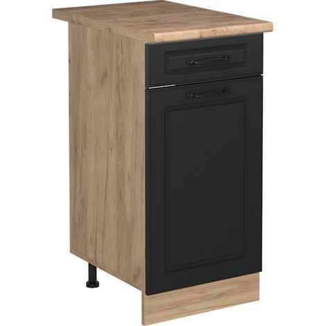Mobiletto base cucina R-Line, Antracite country/Rovere dorato, 40 cm piano di lavoro Rovere dorato, Vicco (1/5)