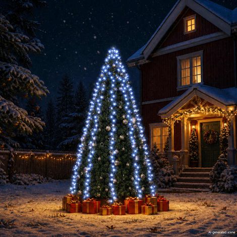 328890 vidaXL Christmas Tree Net Lights with 300 LEDs Blue 300 cm (1/5)