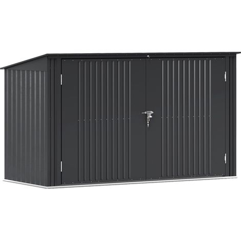 Copribidoni per 3 Cassonetti da 240L 233x105x118,5-133 cm con 2 Porte e Coperchio Grigio Scuro (1/5)