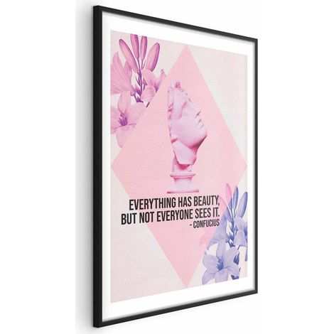 Poster – Konfuzius über Schönheit – rosa Büste mit Blumen und einem Zitat (1/4)