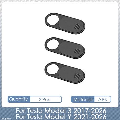 (Lot de 3) Accessoires compatibles avec Tesla Model Y Juniper 2025-2026 : cache-caméra coulissant pour webcam et protection de la vie privée. Compatible également avec Tesla Model 3 2017-2026. (1/4)