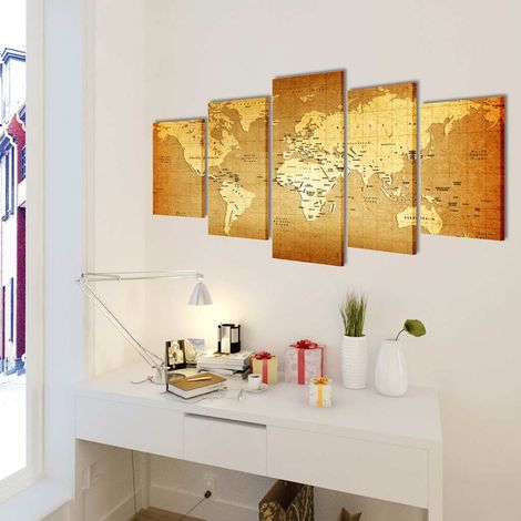 vidaXL Set decorativo de lienzos para la pared modelo mapamundi, 200 x 100 cm (1/2)
