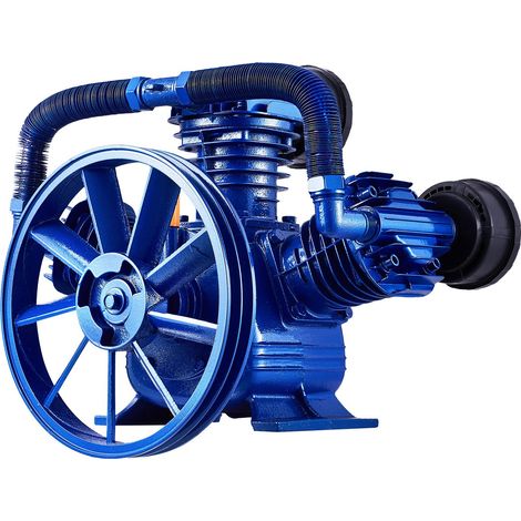 Tête de Pompe à Air Compresseur, 10HP 17,5CFM @ 90PSI, 3 Cylindres, Lubrifiée à l'Huile, Double Étage, Fonte V-Type, Remplacement, Pression Max 185PSI (1/5)