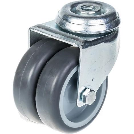 Drehrolle - ZHONGSHAN - 75 mm - Graugummi - Tragfähigkeit 100 kg - Bolzenloch 12,5 mm