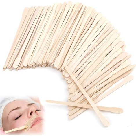 200pcs cire epilation bâtons batonnet cire epilation de cire pour sourcils, spatules en bois pour le visage et petits bâtons d'épilation (1/5)