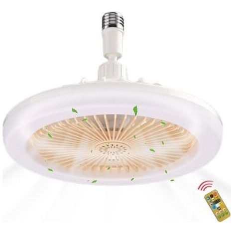 Ventilateur de plafond avec lumière, ventilateur de plafond, ventilateur de plafond 2 en 1 E27 avec télécommande lumineuse, ventilateur de plafond mince fermé, plafonnier avec ventilateur-Chrom (1/5)