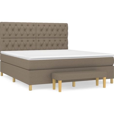 Maison Exclusive - Sommier à lattes de lit avec matelas Taupe 160x200 cm Tissu