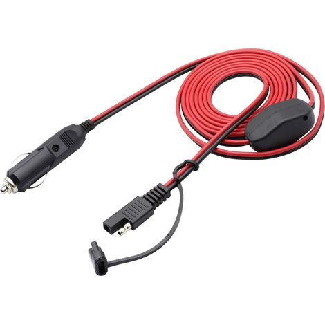 Câble SAE Allume Cigare,16AWG 12V Prise Mâle Allume Cigare à SAE 2 Broches Dégagement Rapide Connecteur Adaptateur Charge D'extension Câble avec Fusible et Interrupteur Câble(2.4m/7.8ft-M) (1/5)