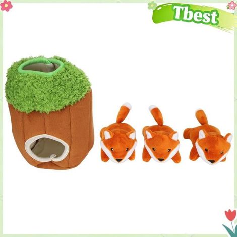 Tbest Jouet pour chien avec trou d'arbre Jouet Puzzle pour Chien avec Trou D'arbre Couinant avec Renard, Jouet animalerie jouet (1/5)