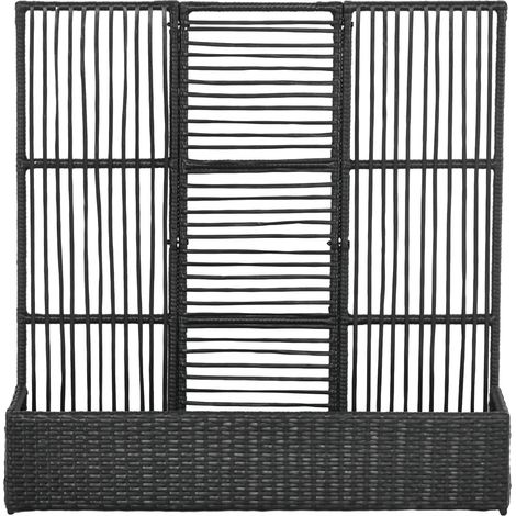 Jardinière avec treillis, résistante aux intempéries, en polyrotin, 103 x 29 x 103 cm, noire