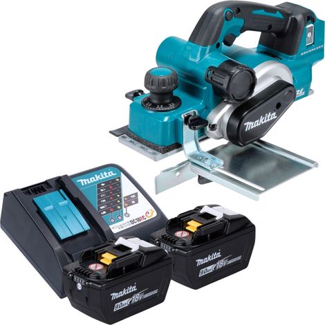 Rabot sans fil Makita DKP 181 Z 18 V 82 mm sans balais + 2 batteries 9,0 Ah + chargeur (1/5)